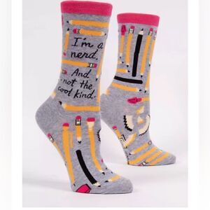 Socks Blue Q Women’s Cotton Crew Nerd Pencils School